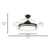 Lampara Ventilador Techo Pequeño Luz Led 48w 5950 Lm Silencioso Moderno Negro Aspas Retractiles Motor Dc Luz Y Memoria Calima S