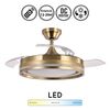 Lampara Ventilador Techo Dorado Cerrato | Ventilador Retráctil Dc 6 Velocidades | Ventilador De Techo Con Luz 72w 7200lm Mando