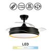 Lampara Ventilador De Techo Tempano Negro Y Dorado Con Luz 72w 7200lm | Ventilador Techo Dc Aspas Retractiles 107 Cm Diámetro