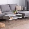 Mesa De Centro Fija Madera Reciclada Y Metal Klast Home Industrial 100 X 45 Cm - Gris