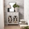 Mueble Recibidor Mdf, Melamina, Cristal Templado Klast Home Vintage 85 X 95 Cm - Gris