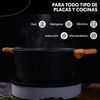 Cacerola Aluminio Fundido Antiadherente Con Tapa De Cristal Y Asas De Silicona De 24 Cm La Moustache Negro Y Naranja