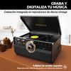 Tocadiscos De Vinilo - Rockolla - Vanguard Black - Bluetooth, Altavoces Incorporados, 3 Velocidades, Radio Fm, Casete, Cd, Mp3 Usb Y Tarjetas Sd, Grabadora