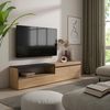 Mueble Tv | Televisión | Muebles De Salón, Almacenaje | 200x45x35cm | Para Tv Hasta 80" | Con Almacenamiento | Estilo Moderno | Roble Y Negro