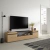 Mueble Tv | Televisión | Muebles De Salón, Almacenaje | 200x45x35cm | Para Tv Hasta 80" | Con Almacenamiento | Estilo Moderno | Roble Y Negro