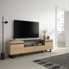 Mueble Tv | Televisión | Muebles De Salón, Almacenaje | 200x57x35cm | Para Tv Hasta 80" | Diseño Industrial | Estilo Moderno | Roble Y Negro