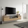 Mueble Tv | Televisión | Muebles De Salón, Almacenaje | 200x45x35cm | Para Tv Hasta 80" | Colgado, Suspendido | Estilo Moderno | Roble Y Negro