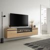 Mueble Tv | Televisión | Muebles De Salón, Almacenaje | 200x45x35cm | Para Tv Hasta 80" | Chimenea Eléctrica | Colgado, Suspendido | Estilo Moderno | Roble Y Negro