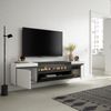 Mueble Tv | Televisión | Muebles De Salón, Almacenaje | 200x45x35cm | Para Tv Hasta 80" | Chimenea Eléctrica | Colgado, Suspendido | Estilo Moderno | Blanco Y Negro