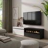 Mueble Tv | Televisión | Muebles De Salón, Almacenaje | 200x45x35cm | Para Tv Hasta 80" | Chimenea Eléctrica | Estilo Moderno | Blanco Y Negro