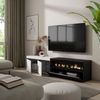 Mueble Tv | Televisión | Muebles De Salón, Almacenaje | 200x45x35cm | Para Tv Hasta 80" | Chimenea Eléctrica | Estilo Moderno | Blanco Y Negro