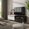 Mueble Tv | Televisión | Muebles De Salón, Almacenaje | 200x57x35cm | Para Tv Hasta 80" | Chimenea Eléctrica | Diseño Industrial | Estilo Moderno | Blanco Y Negro