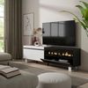 Mueble Tv | Televisión | Muebles De Salón, Almacenaje | 200x57x35cm | Para Tv Hasta 80" | Chimenea Eléctrica | Diseño Industrial | Estilo Moderno | Blanco Y Negro