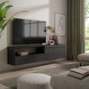 Mueble Tv | Televisión | Muebles De Salón, Almacenaje | 200x45x35cm | Para Tv Hasta 80" | Colgado, Suspendido | Estilo Moderno | Negro