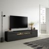 Mueble Tv | Televisión | Muebles De Salón, Almacenaje | 200x45x35cm | Para Tv Hasta 80" | Chimenea Eléctrica | Estilo Moderno | Negro