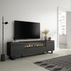 Mueble Tv | Televisión | Muebles De Salón, Almacenaje | 200x57x35cm | Para Tv Hasta 80" | Chimenea Eléctrica | Diseño Industrial | Estilo Moderno | Negro