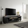 Mueble Tv | Televisión | Muebles De Salón, Almacenaje | 200x57x35cm | Para Tv Hasta 80" | Chimenea Eléctrica | Diseño Industrial | Estilo Moderno | Negro