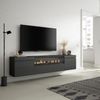 Mueble Tv | Televisión | Muebles De Salón, Almacenaje | 200x45x35cm | Para Tv Hasta 80" | Chimenea Eléctrica | Colgado, Suspendido | Estilo Moderno | Negro