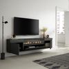 Mueble Tv | Televisión | Muebles De Salón, Almacenaje | 200x45x35cm | Para Tv Hasta 80" | Chimenea Eléctrica | Colgado, Suspendido | Estilo Moderno | Negro