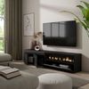 Mueble Tv | Televisión | Muebles De Salón, Almacenaje | 200x45x35cm | Para Tv Hasta 80" | Chimenea Eléctrica | Estilo Moderno | Negro