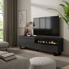 Mueble Tv | Televisión | Muebles De Salón, Almacenaje | 200x57x35cm | Para Tv Hasta 80" | Chimenea Eléctrica | Diseño Industrial | Estilo Moderno | Negro