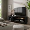 Mueble Tv | Televisión | Muebles De Salón, Almacenaje | 200x57x35cm | Para Tv Hasta 80" | Chimenea Eléctrica | Diseño Industrial | Estilo Moderno | Negro