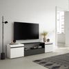 Mueble Tv | Televisión | Muebles De Salón, Almacenaje | 200x45x35cm | Para Tv Hasta 80" | Con Almacenamiento | Estilo Moderno | Blanco Y Negro