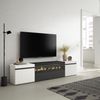 Mueble Tv | Televisión | Muebles De Salón, Almacenaje | 200x45x35cm | Para Tv Hasta 80" | Chimenea Eléctrica | Estilo Moderno | Blanco Y Negro