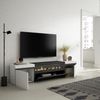 Mueble Tv | Televisión | Muebles De Salón, Almacenaje | 200x45x35cm | Para Tv Hasta 80" | Chimenea Eléctrica | Estilo Moderno | Blanco Y Negro