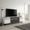 Mueble Tv | Televisión | Muebles De Salón, Almacenaje | 200x57x35cm | Para Tv Hasta 80" | Chimenea Eléctrica | Diseño Industrial | Estilo Moderno | Blanco Y Negro