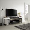Mueble Tv | Televisión | Muebles De Salón, Almacenaje | 200x57x35cm | Para Tv Hasta 80" | Chimenea Eléctrica | Diseño Industrial | Estilo Moderno | Blanco Y Negro