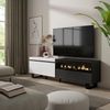 Mueble Tv | Televisión | Muebles De Salón, Almacenaje | 200x57x35cm | Para Tv Hasta 80" | Chimenea Eléctrica | Diseño Industrial | Estilo Moderno | Blanco Y Negro