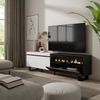 Mueble Tv | Televisión | Muebles De Salón, Almacenaje | 200x57x35cm | Para Tv Hasta 80" | Chimenea Eléctrica | Diseño Industrial | Estilo Moderno | Blanco Y Negro