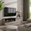 Mueble Tv, Televisión, Muebles De Salón, Almacenaje, 200x45x35cm, Para Tv Hasta 80", Chimenea Eléctrica, Estilo Moderno, Cemento