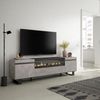 Mueble Tv | Televisión | Muebles De Salón, Almacenaje | 200x57x35cm | Para Tv Hasta 80" | Chimenea Eléctrica | Diseño Industrial | Estilo Moderno | Cemento
