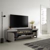 Mueble Tv | Televisión | Muebles De Salón, Almacenaje | 200x57x35cm | Para Tv Hasta 80" | Chimenea Eléctrica | Diseño Industrial | Estilo Moderno | Cemento