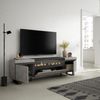 Mueble Tv | Televisión | Muebles De Salón, Almacenaje | 200x57x35cm | Para Tv Hasta 80" | Chimenea Eléctrica | Diseño Industrial | Estilo Moderno | Cemento