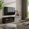 Mueble Tv | Televisión | Muebles De Salón, Almacenaje | 200x45x35cm | Para Tv Hasta 80" | Chimenea Eléctrica | Estilo Moderno | Cemento