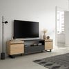 Mueble Tv | Televisión | Muebles De Salón, Almacenaje | 200x57x35cm | Para Tv Hasta 80" | Diseño Industrial | Estilo Moderno | Roble Y Negro