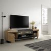 Mueble Tv | Televisión | Muebles De Salón, Almacenaje | 200x57x35cm | Para Tv Hasta 80" | Chimenea Eléctrica | Diseño Industrial | Estilo Moderno | Roble Y Negro