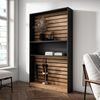 Librería Estantería | Estanteria Libros De Pared | 110x186x25cm | Salón - Comedor - Oficina | Con Almacenaje | Estilo Moderno | Roble Y Negro