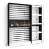 Librería Estantería, Estanteria Libros De Pared, 170x186x25cm, Salón - Comedor - Oficina, Chimenea Eléctrica, Estilo Moderno, Blanco Y Negro