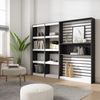 Librería Estantería | Estanteria Libros De Pared | 230x186x25cm | Salón - Comedor - Oficina | Con Almacenaje | Estilo Moderno | Blanco Y Negro