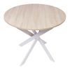 Mesa De Comedor Fija Redonda | Modelo Zen | 90 X 90 X 77 Cm De Altura | Capacidad Hasta 4 Personas | Materiales Resistentes | Acabado Madera Color Roble Con Patas Metálicas Blanco Lacado Mate