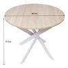 Mesa De Comedor Fija Redonda | Modelo Zen | 90 X 90 X 77 Cm De Altura | Capacidad Hasta 4 Personas | Materiales Resistentes | Acabado Madera Color Roble Con Patas Metálicas Blanco Lacado Mate