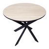 Mesa De Comedor Fija Redonda | Modelo Zen | 90 X 90 X 77 Cm | Capacidad Hasta 4 Personas | Materiales Resistentes | Acabado Madera Color Roble Y Borde Negro Con Patas Metálicas Color Negro Lacado Mate