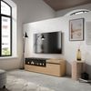 Mueble Tv, Televisión, Muebles De Salón, Almacenaje, 150x45x35cm, Para Tv Hasta 65", Chimenea Eléctrica, Estilo Moderno, Roble Y Negro