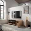 Mueble Tv, Televisión, Muebles De Salón, Almacenaje, 150x45x35cm, Para Tv Hasta 65", Chimenea Eléctrica, Estilo Moderno, Roble Y Negro