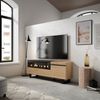 Mueble Tv, Televisión, Muebles De Salón, Almacenaje, 150x57x35cm, Para Tv Hasta 65", Chimenea Eléctrica, Diseño Industrial, Estilo Moderno, Roble Y Negro