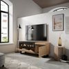 Mueble Tv, Televisión, Muebles De Salón, Almacenaje, 150x57x35cm, Para Tv Hasta 65", Chimenea Eléctrica, Diseño Industrial, Estilo Moderno, Roble Y Negro